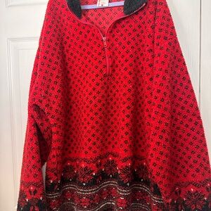 Hanna Anderson Fair Isle Red and Black Patterned Fleece
